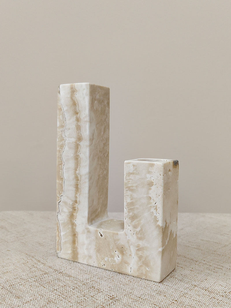 Horze Modern Yellow Travertine Candle Holder
