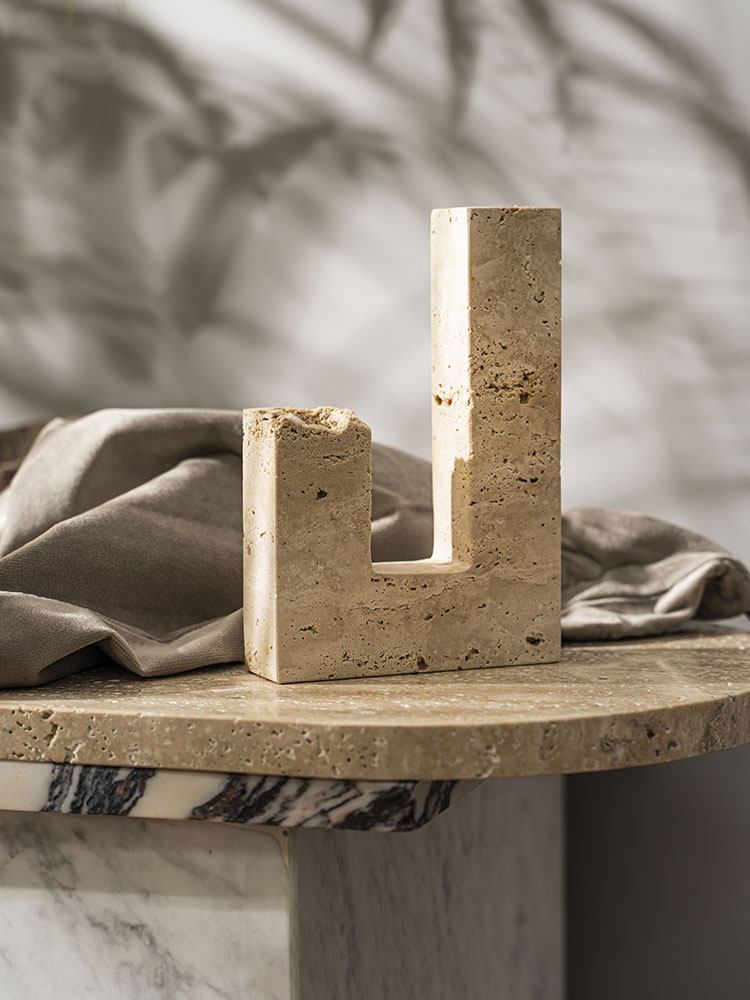 Horze Modern Yellow Travertine Candle Holder