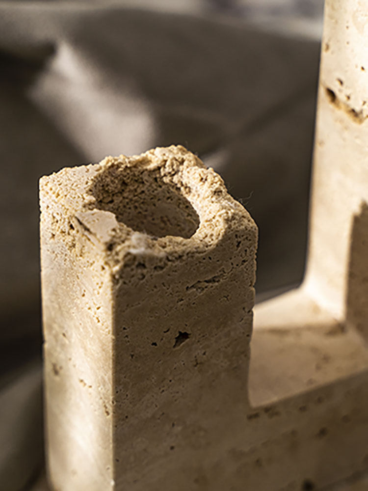 Horze Modern Yellow Travertine Candle Holder