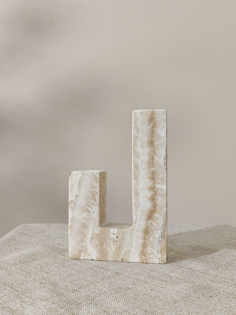 Horze Modern Yellow Travertine Candle Holder
