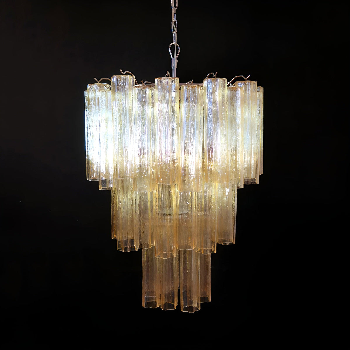 Eireraria Chandelier Yellow Glass Tube Tiered Warm