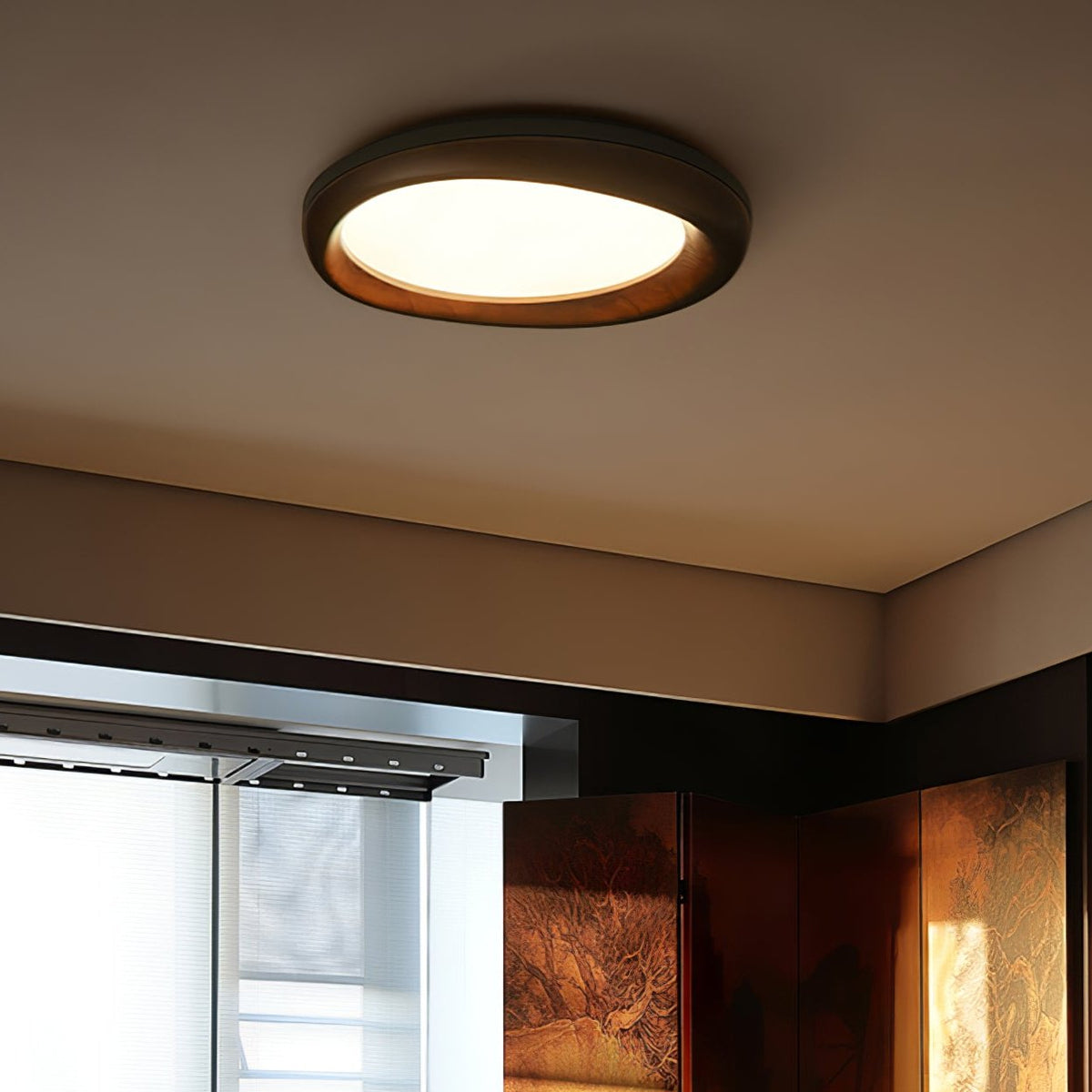 Eurtheara Organic Wood Glass Ceiling Light
