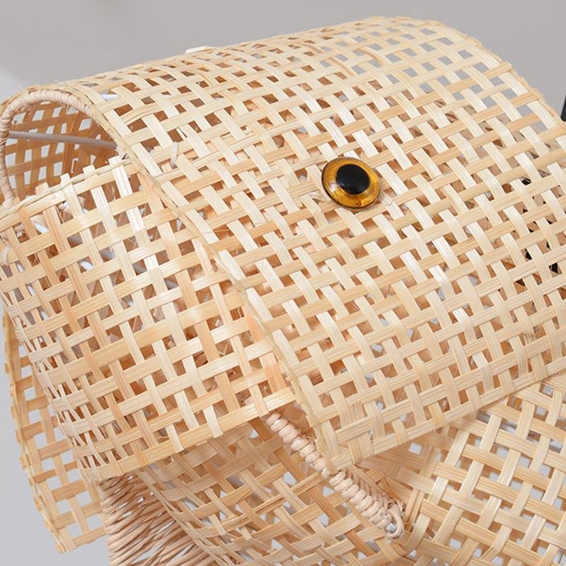 26'' Farmhouse Fish Shaped Bamboo Pendant Light - Lamp Outdoor