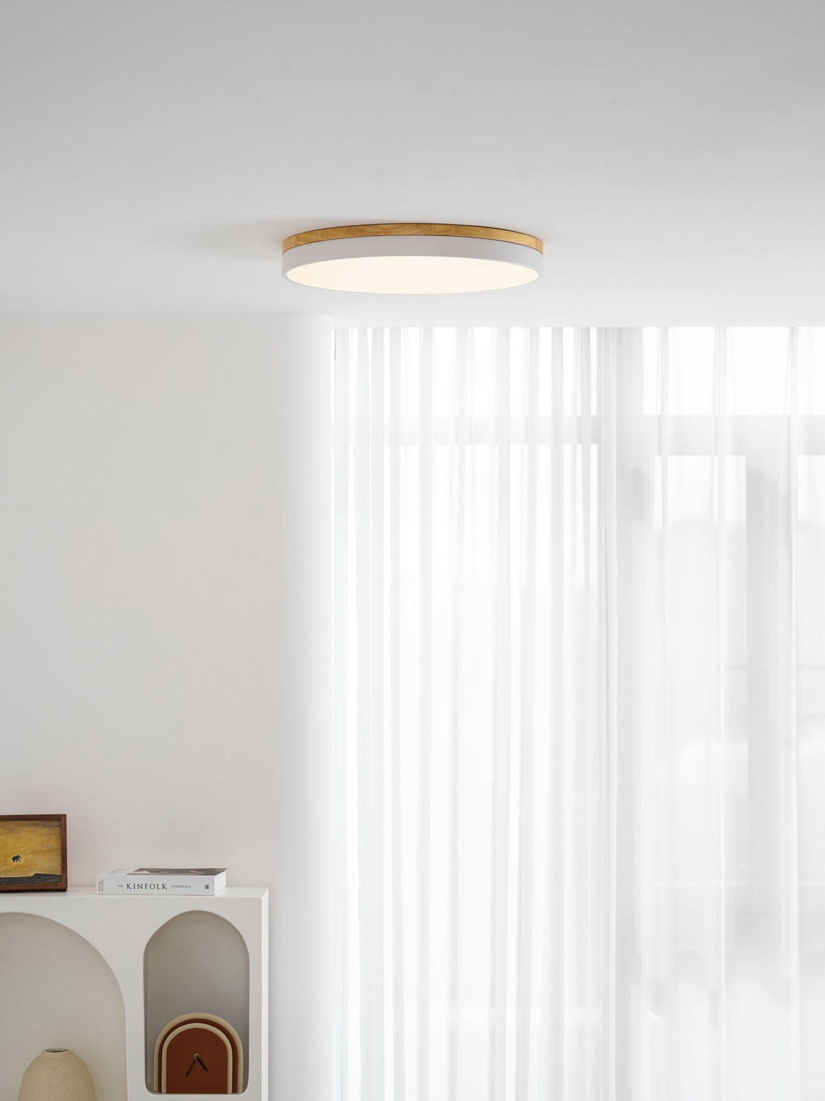 Folen Circular Wood Flush Mount Ceiling Light