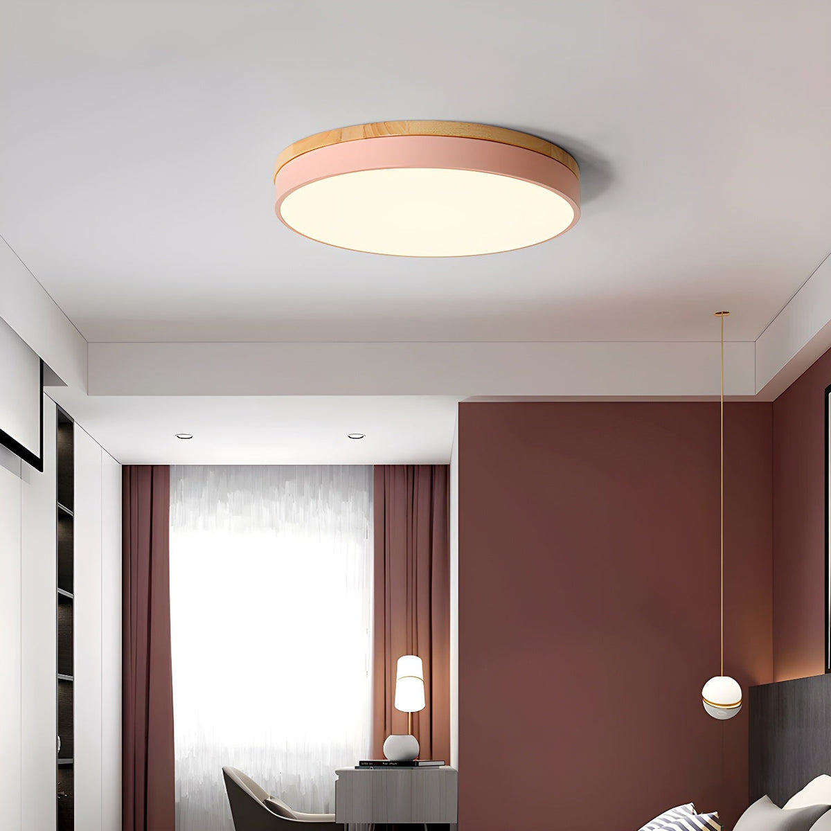 Folen Circular Wood Flush Mount Ceiling Light