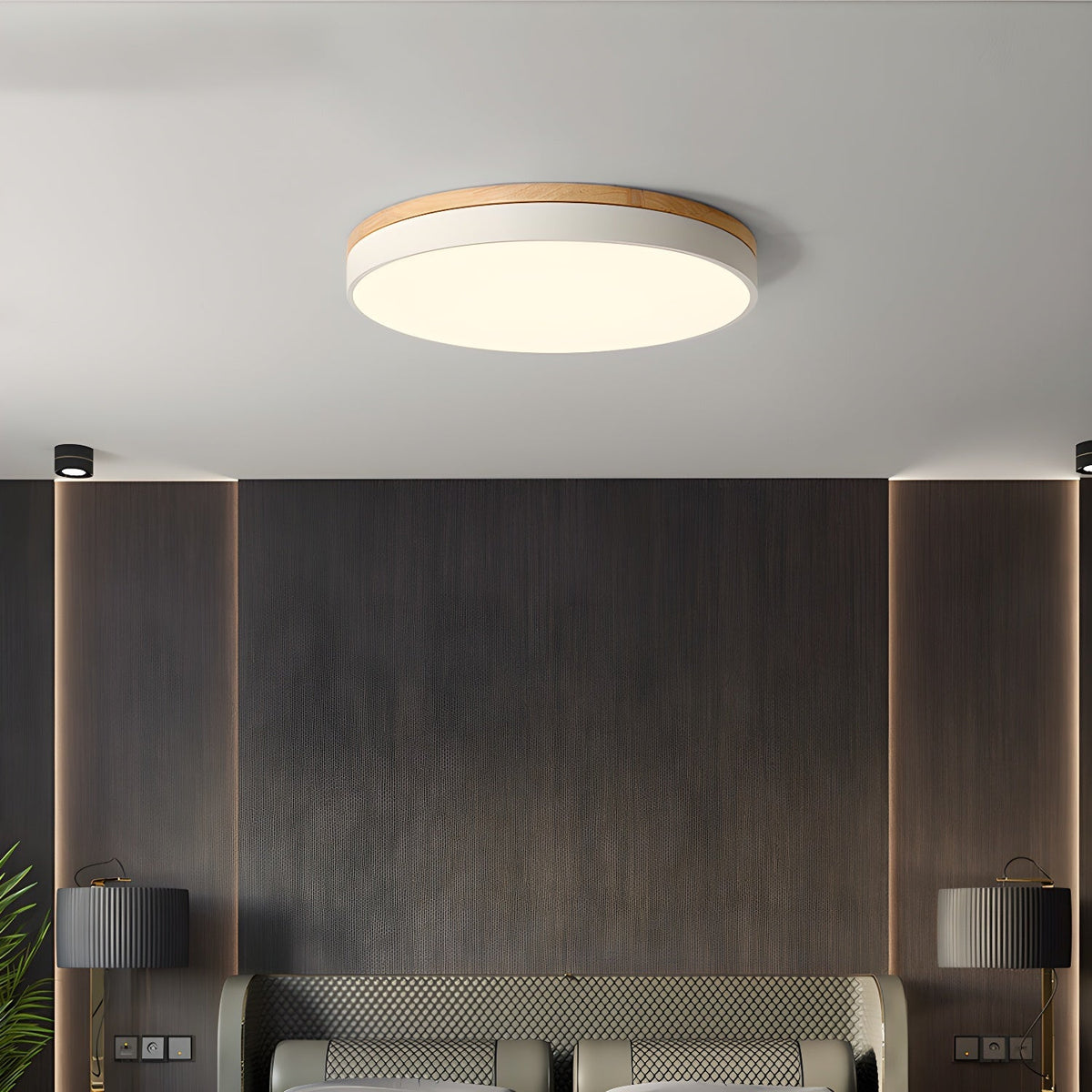 Folen Circular Wood Flush Mount Ceiling Light
