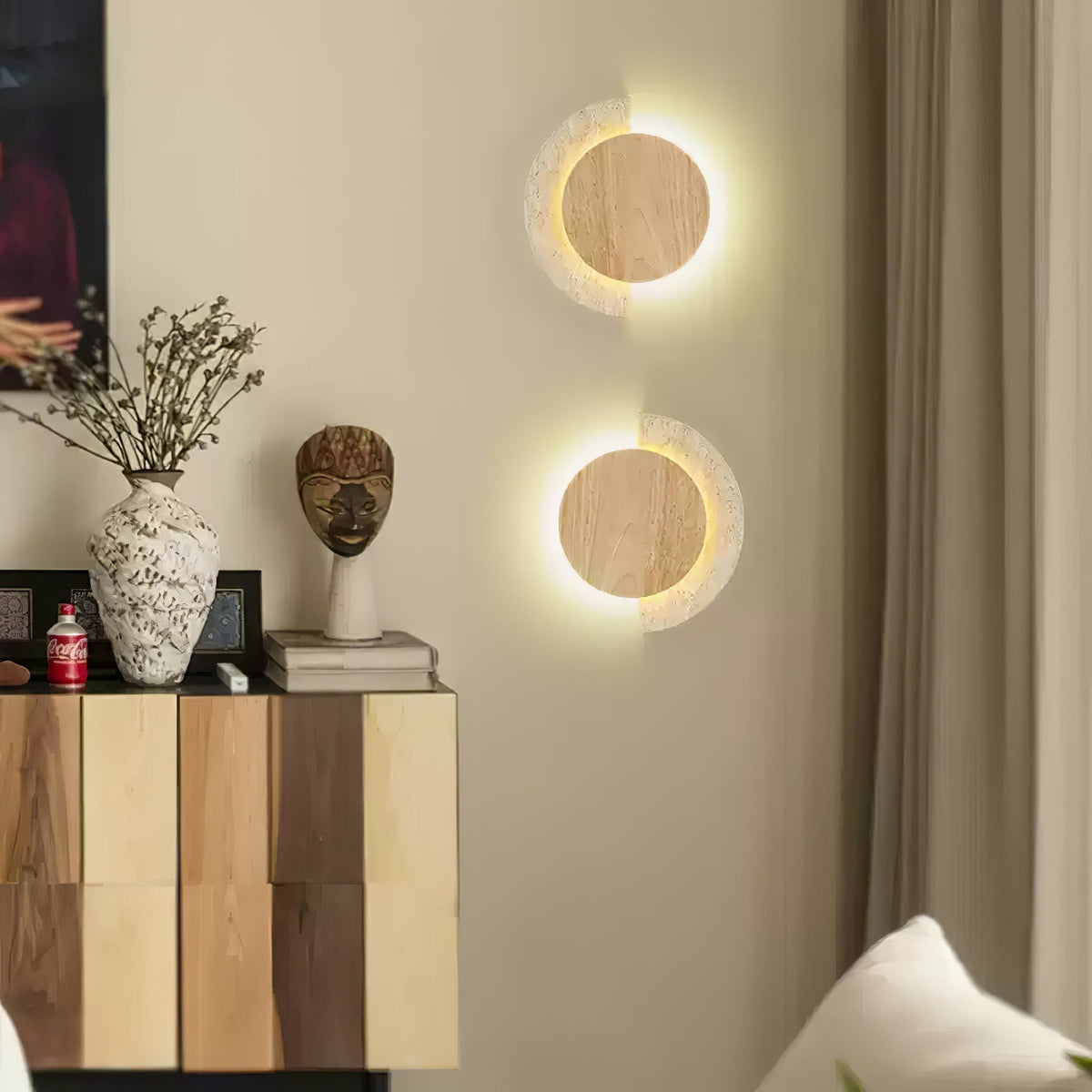 Coraeen Half-Moon Travertine Wall Light