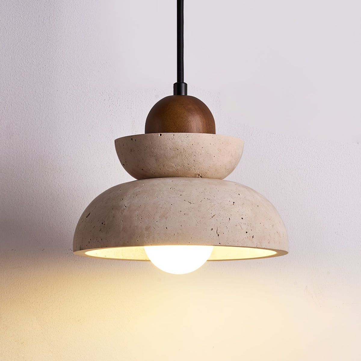 Noruena Tiered-Bell Travertine Pendant Light