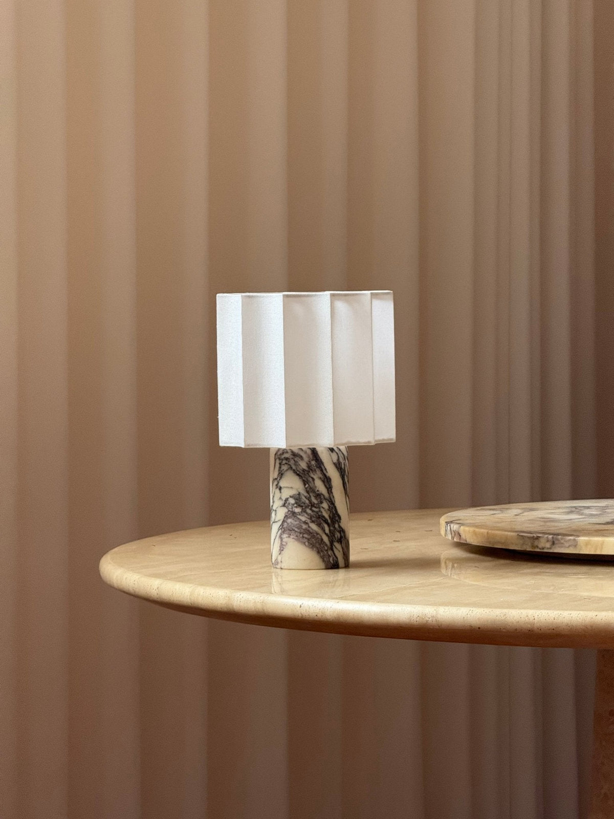 Serenity Pleated Fabric & Marble Table Lamp