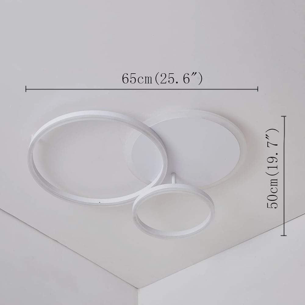 26'' LED Artistic Flush Mount Ceiling Light with Luxury 3 Ring for Bedroom - Lamp Outdoor