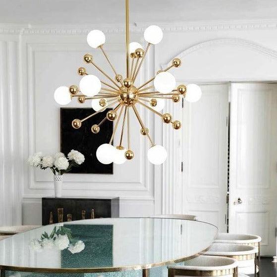 Caseraria Chandelier Brass Opal Globe