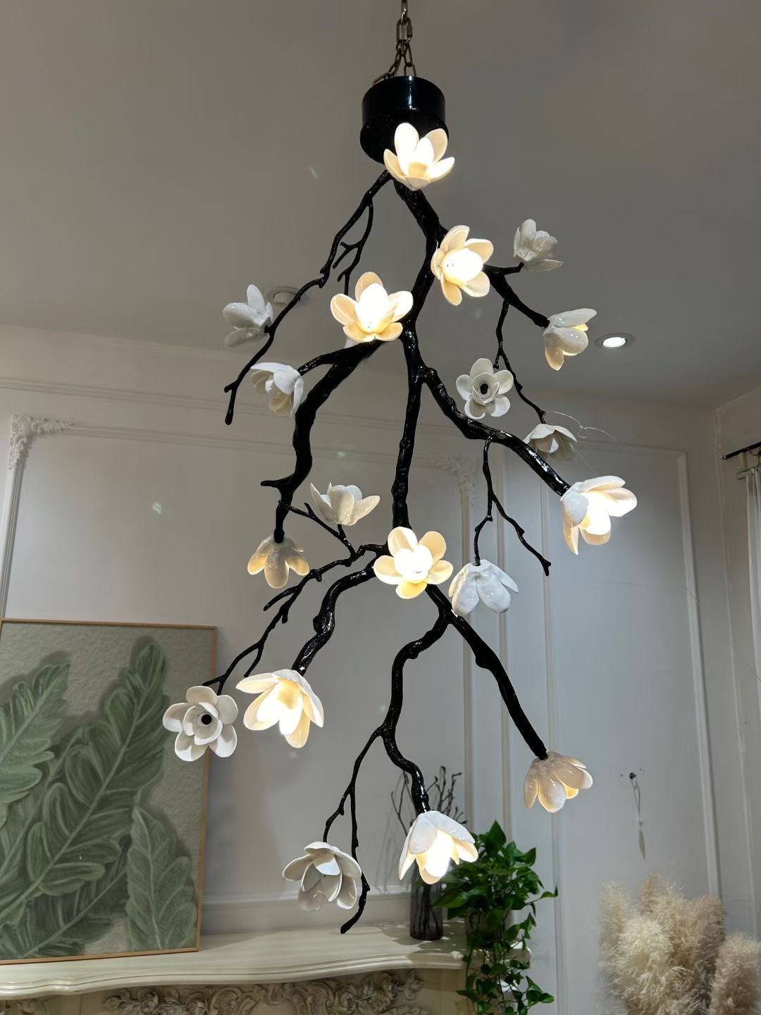 Rae Chandelier Black Branch Flower