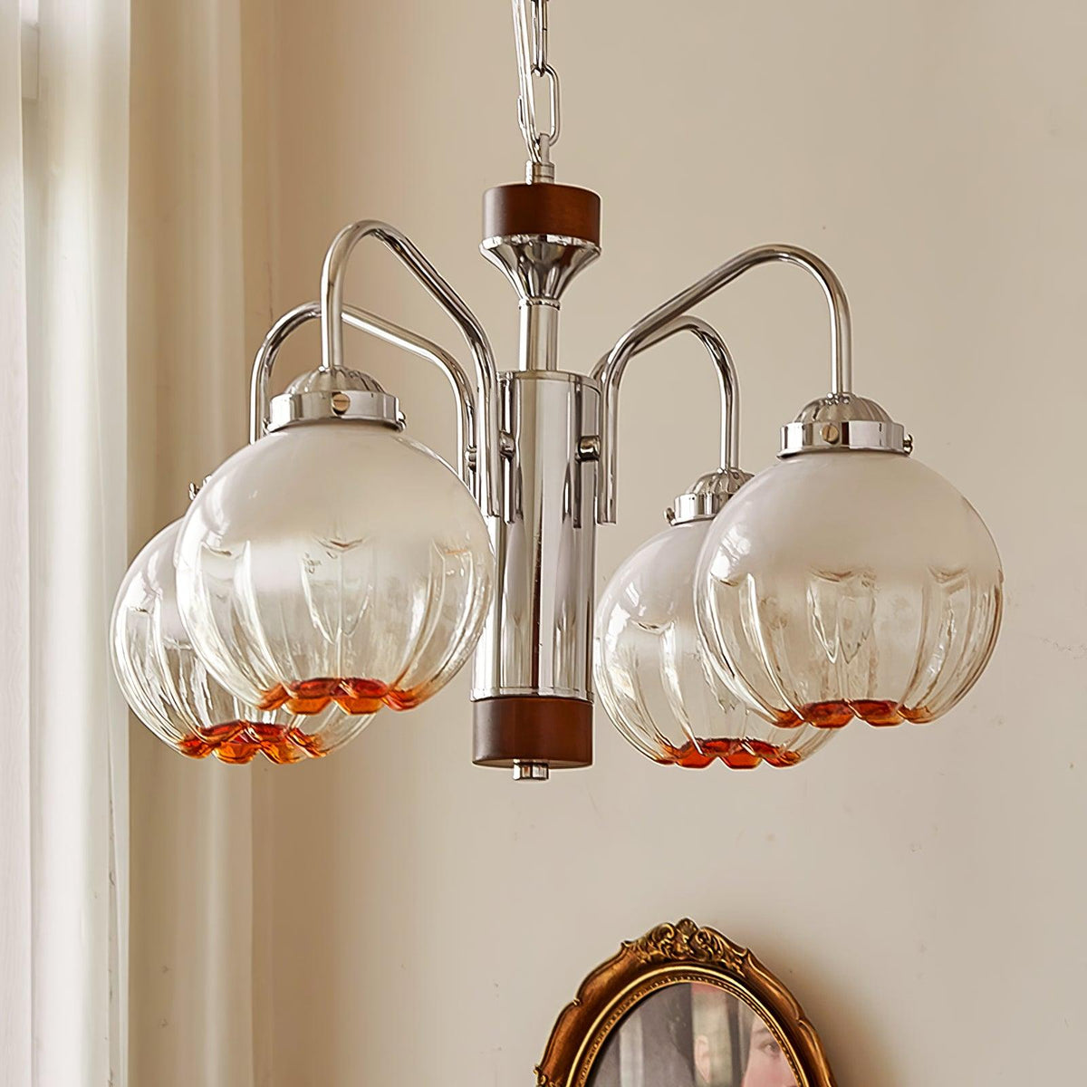 Ulliria Nordic Art Flower Walnut Glass Chandelier