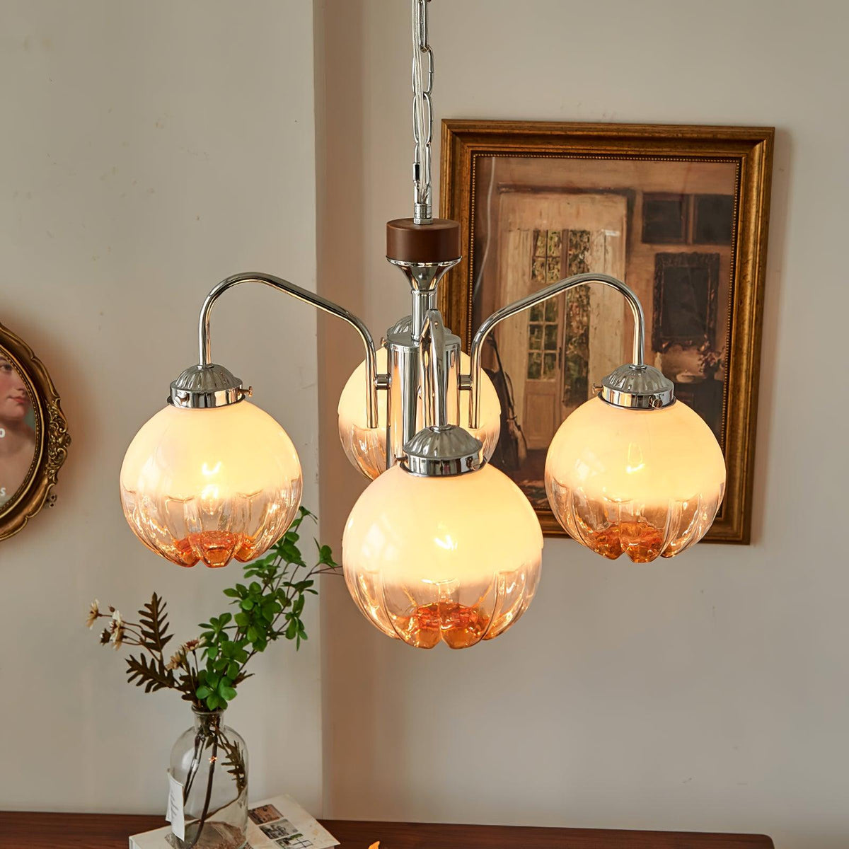 Ulliria Nordic Art Flower Walnut Glass Chandelier