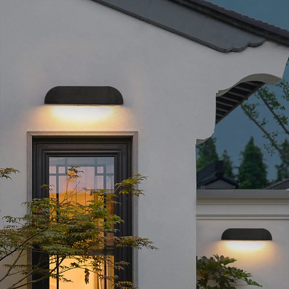 Ray Modern Minimalist Semi-elliptical Metal Stone Outdoor Wall Lamp - Lamp Outdoor