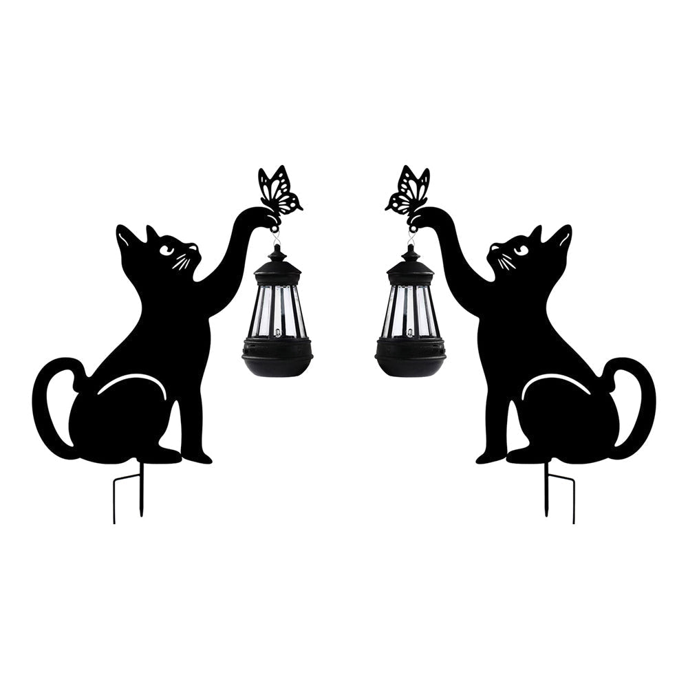 Iron Silhouette Cat Waterproof Intelligent LED Black Hanging Solar Lights - Lamp Outdoor