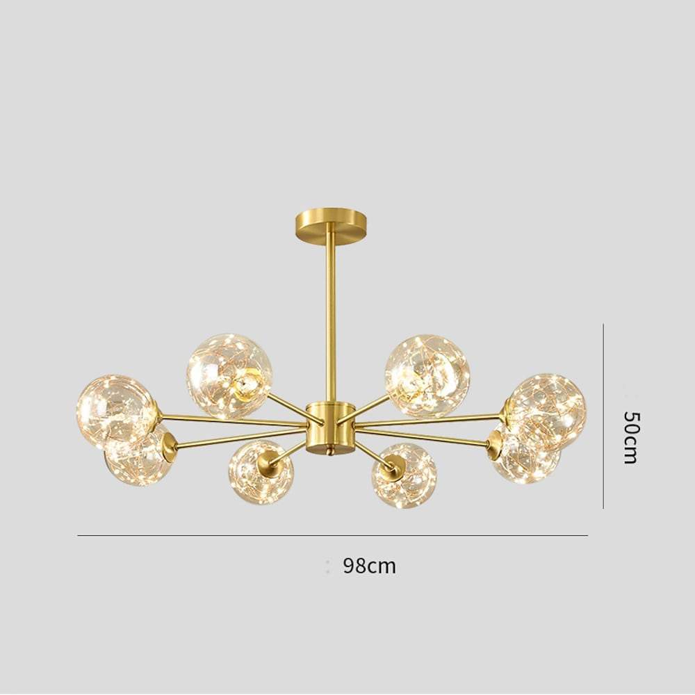 6-light LED Glass Gold Globe Chandeliers Kitchen Pendant Lighting - Lamp Outdoor