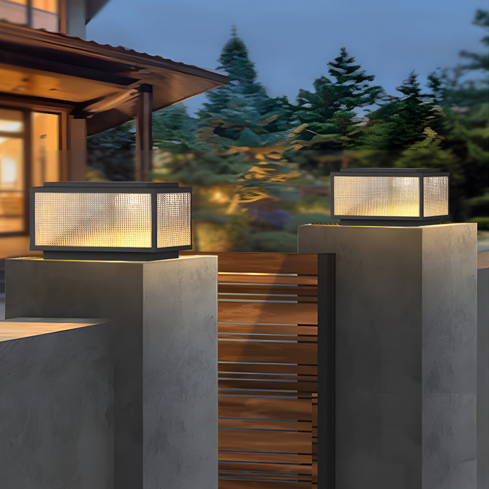 Outdoor Pillar Light Fixtures Cast Aluminum Square Waterproof - Lamp Outdoor