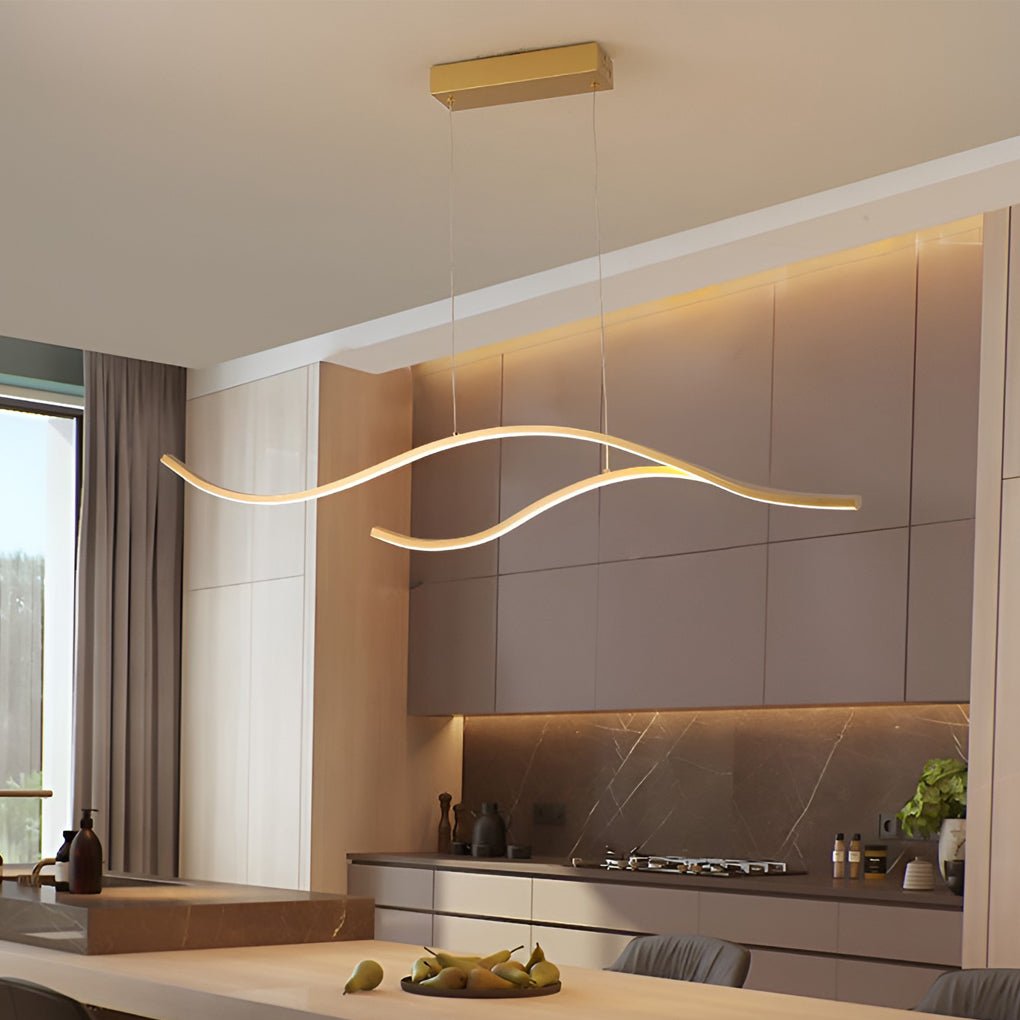 Wave Linear Hanging Branch Chandelier LED Island Ceiling Lights - Lamp Outdoor