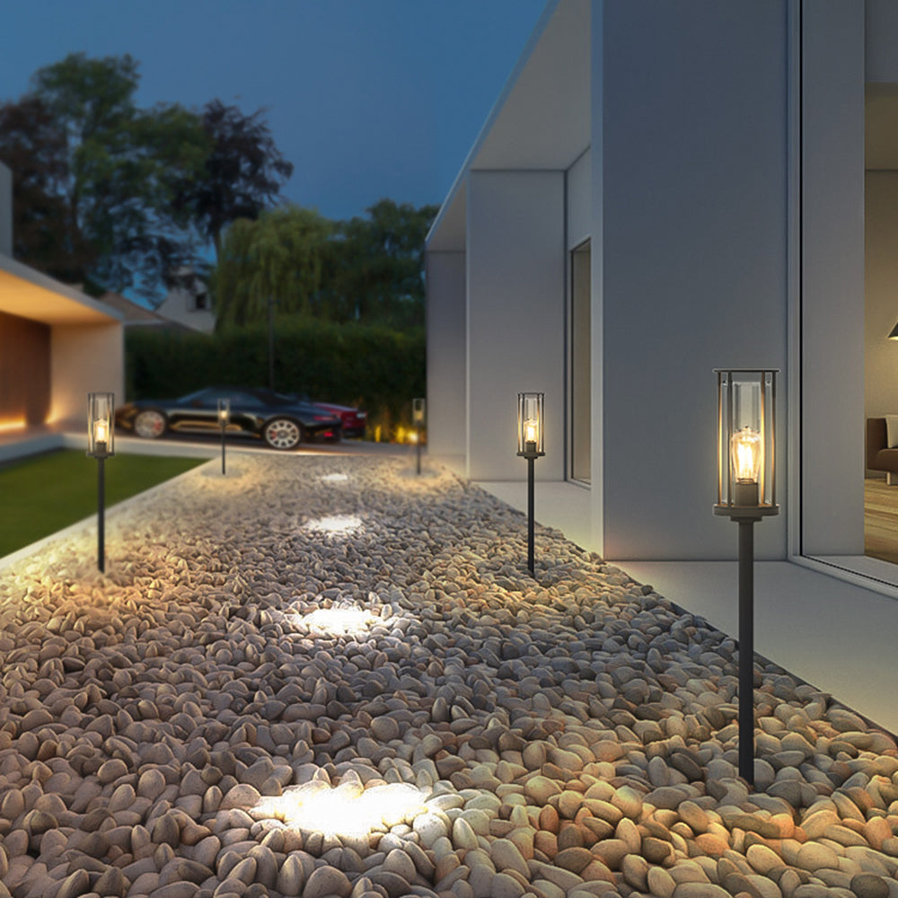 Ray Metal Cylindrical Lantern Shaped Solar Outdoor Path Light - Lamp Outdoor