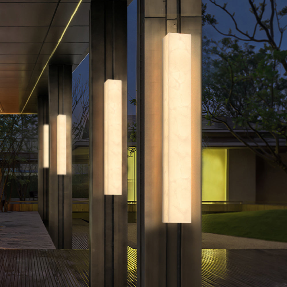 Arisha Modern Rectangular Marble Outdoor Wall Lamp - Lamp Outdoor