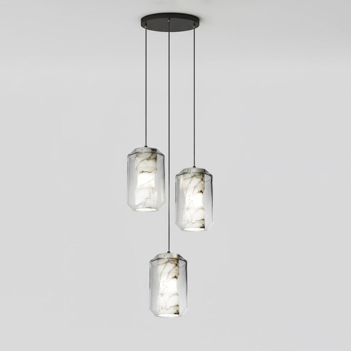 Yikia Alabaster Glass Cylinder Pendant Light