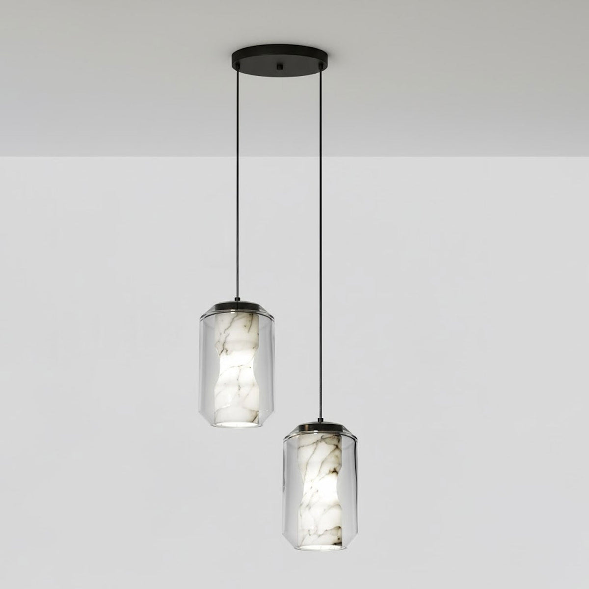 Yikia Alabaster Glass Cylinder Pendant Light