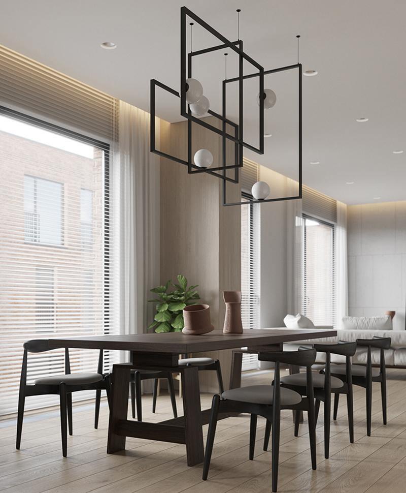 Veliiel Chandelier Mondrian Glass Brass Geometric Modern