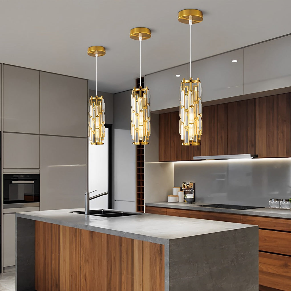 1 Pc Creative Iron Crystal Glass Industrial Style Chandelier Pendant Lights - Lamp Outdoor