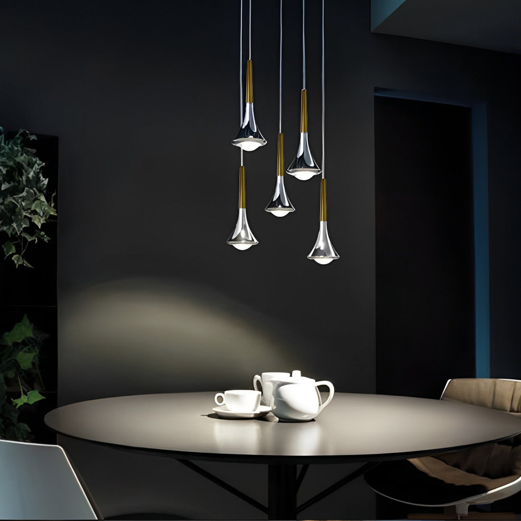 1-Light Water Drop Metal LED Nordic Staircase Pendant Lights Small Chandelier - Lamp Outdoor