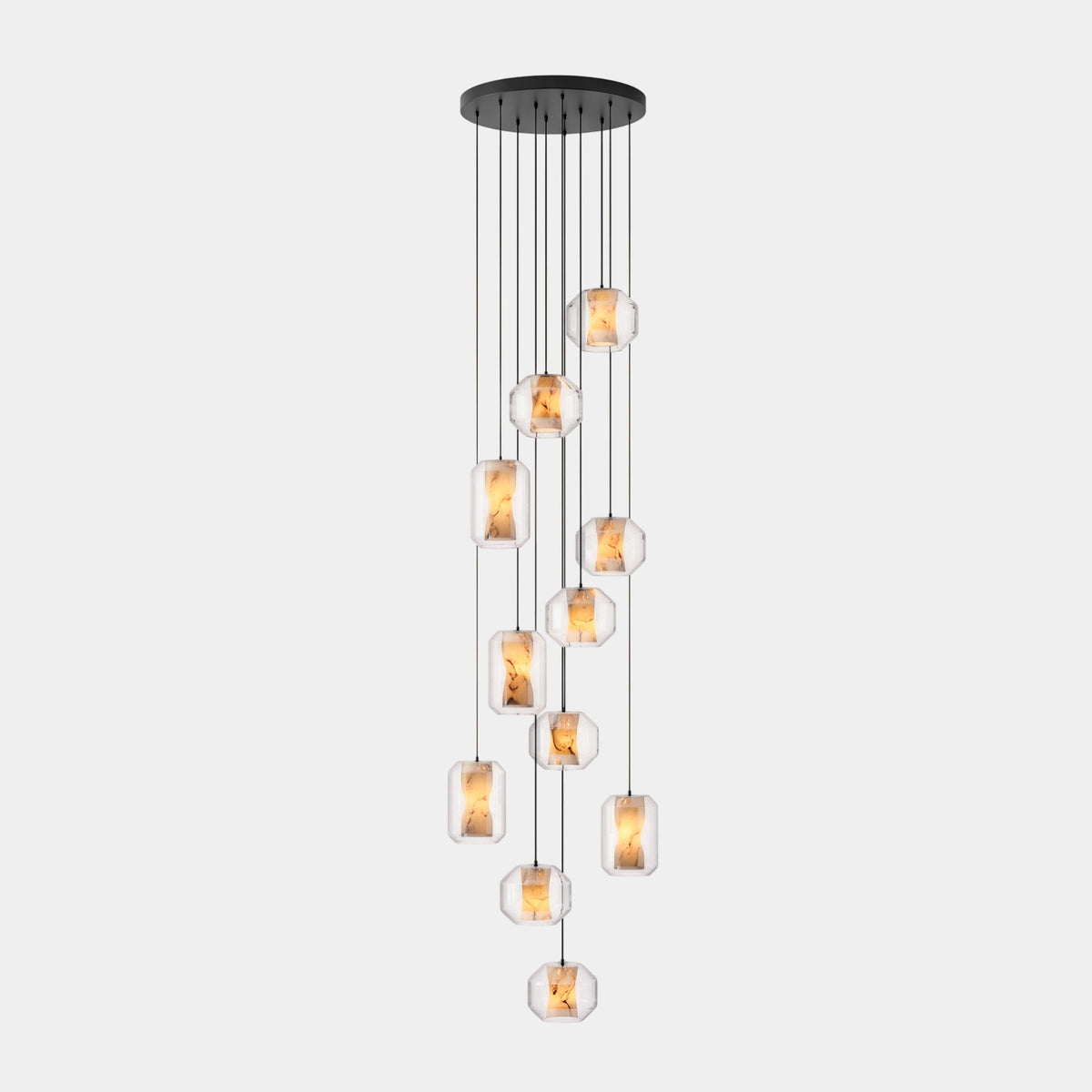 Yikia Alabaster Glass Cylinder Pendant Light
