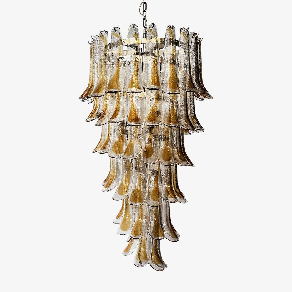 Eirinira Chandelier Gold Murano Glass Petals Layered Cascading