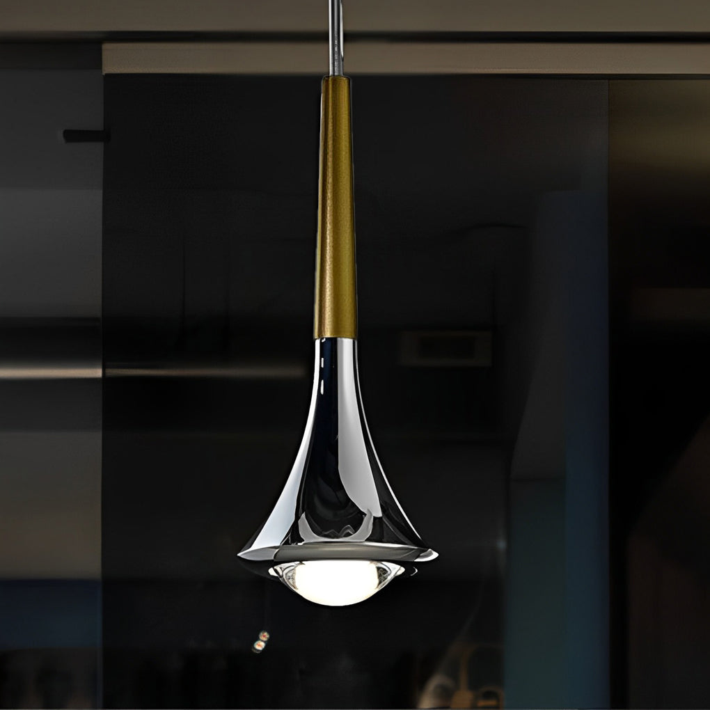 1-Light Water Drop Metal LED Nordic Staircase Pendant Lights Small Chandelier - Lamp Outdoor