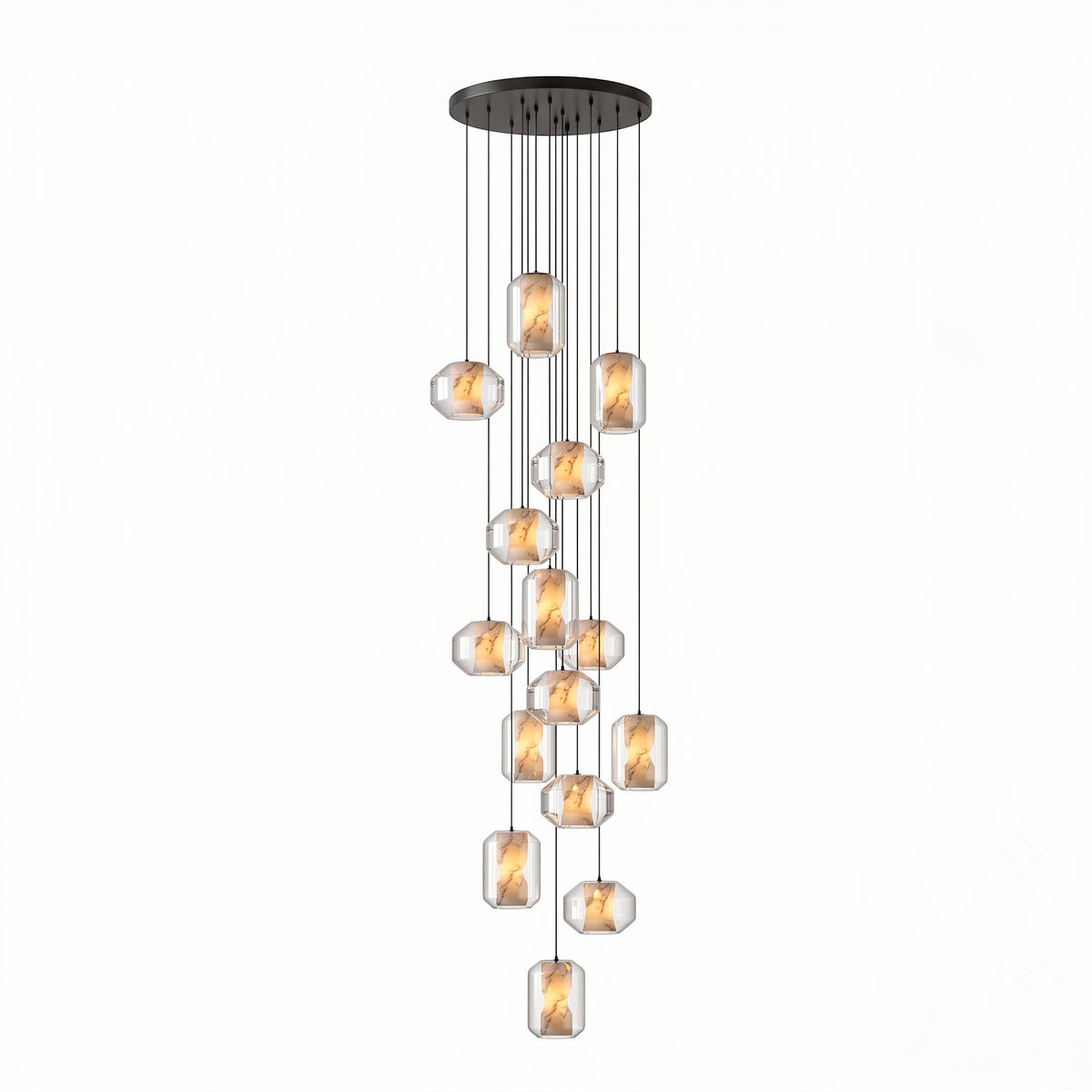 Yikia Alabaster Glass Cylinder Pendant Light