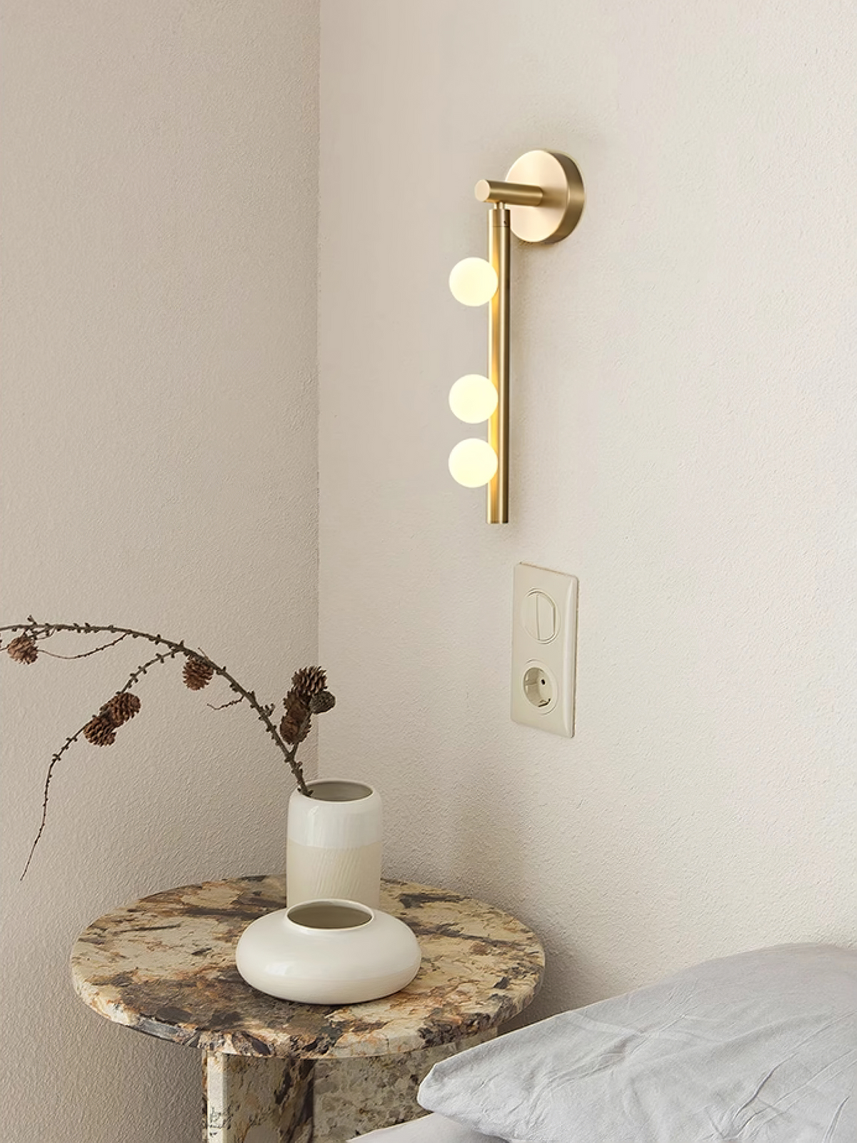 Pamela Tube Plug-in Brass Glass Wall Lamp