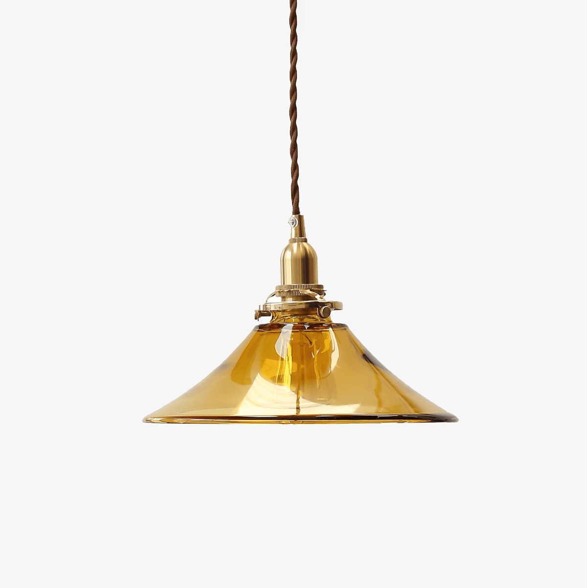 Pila Pendant Lamp Amber Glass Brass Vintage Dining