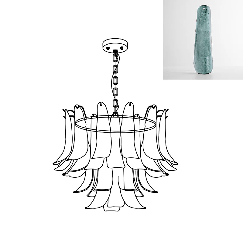 Elvess Chandelier Murano Glass Leaf Golden
