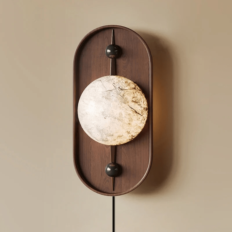 Nivuielle Oval Alabaster Wood Plug Wall Light