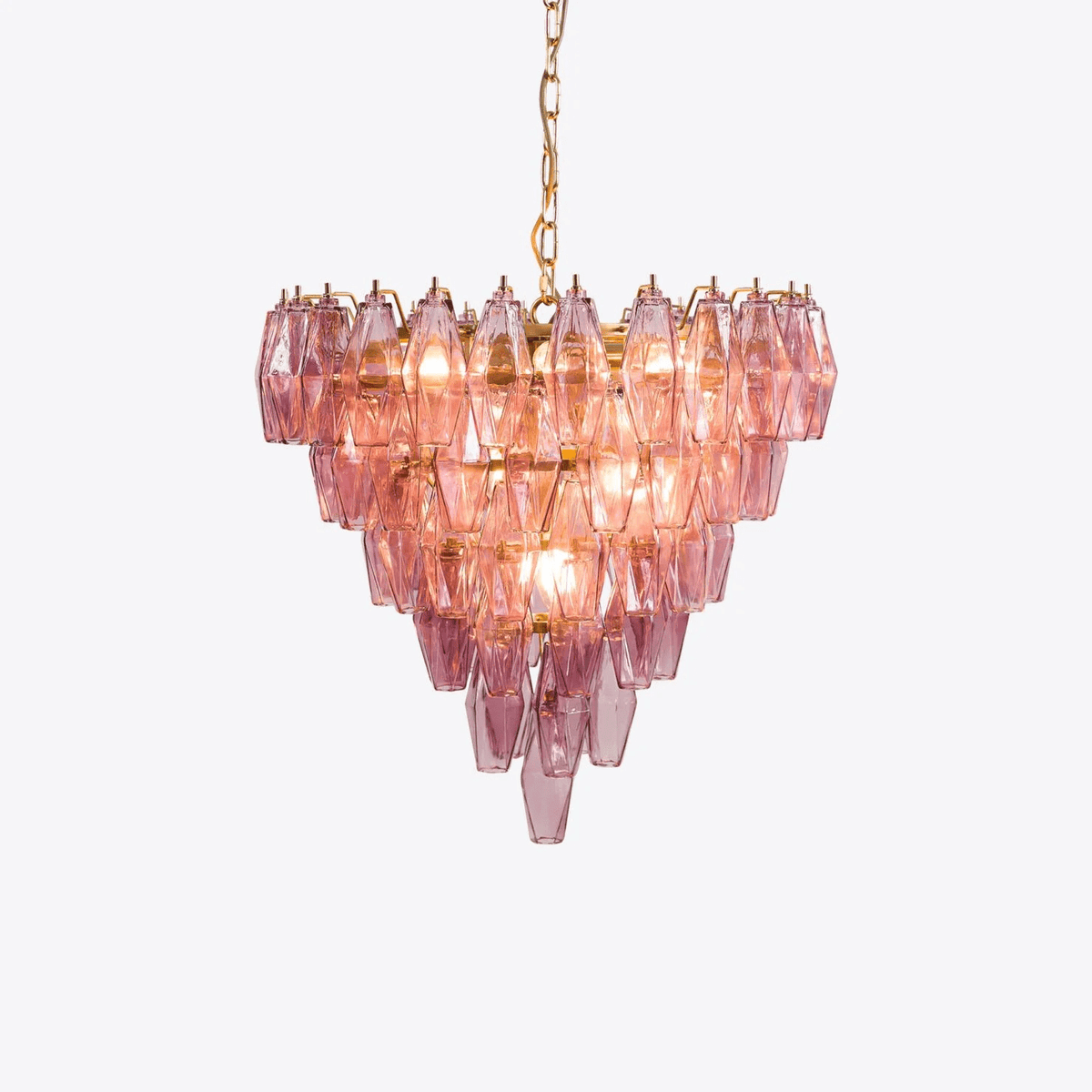 Eirenora Chandelier Pink Faceted Glass Layered Vintage