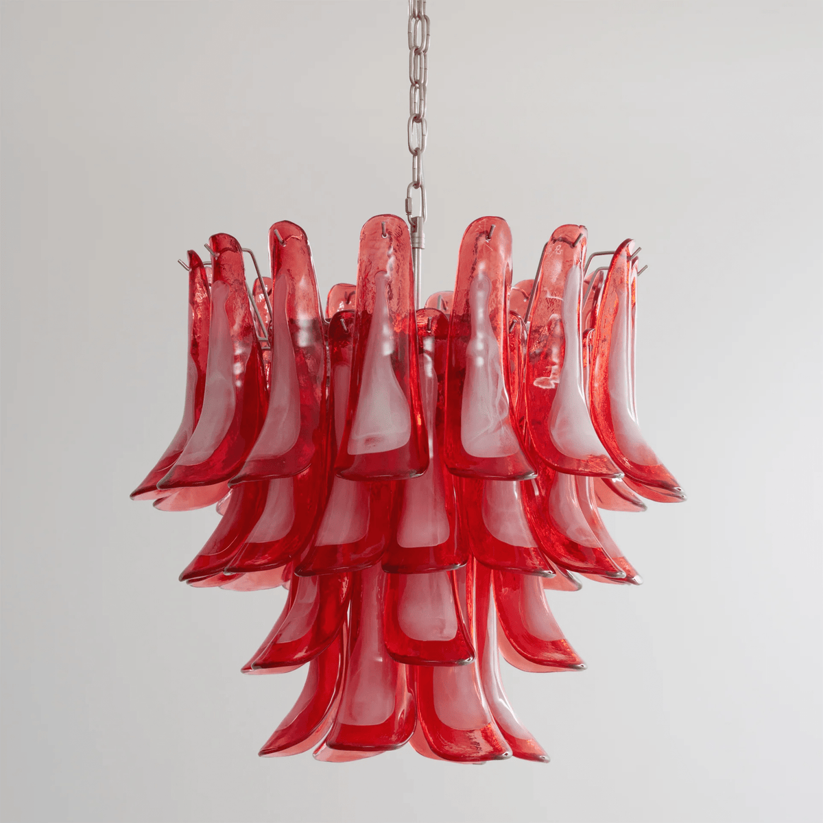 Celoelle Chandelier Crimson Murano Glass Petals Layered Vintage