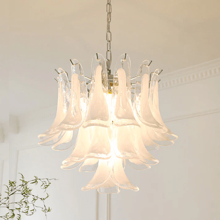 Elvess Chandelier Murano Glass Leaf Golden