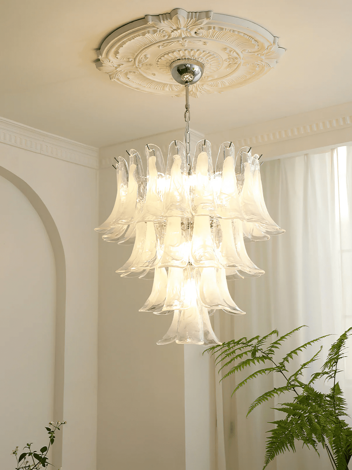 Celiian Chandelier Murano Glass Petals Vintage