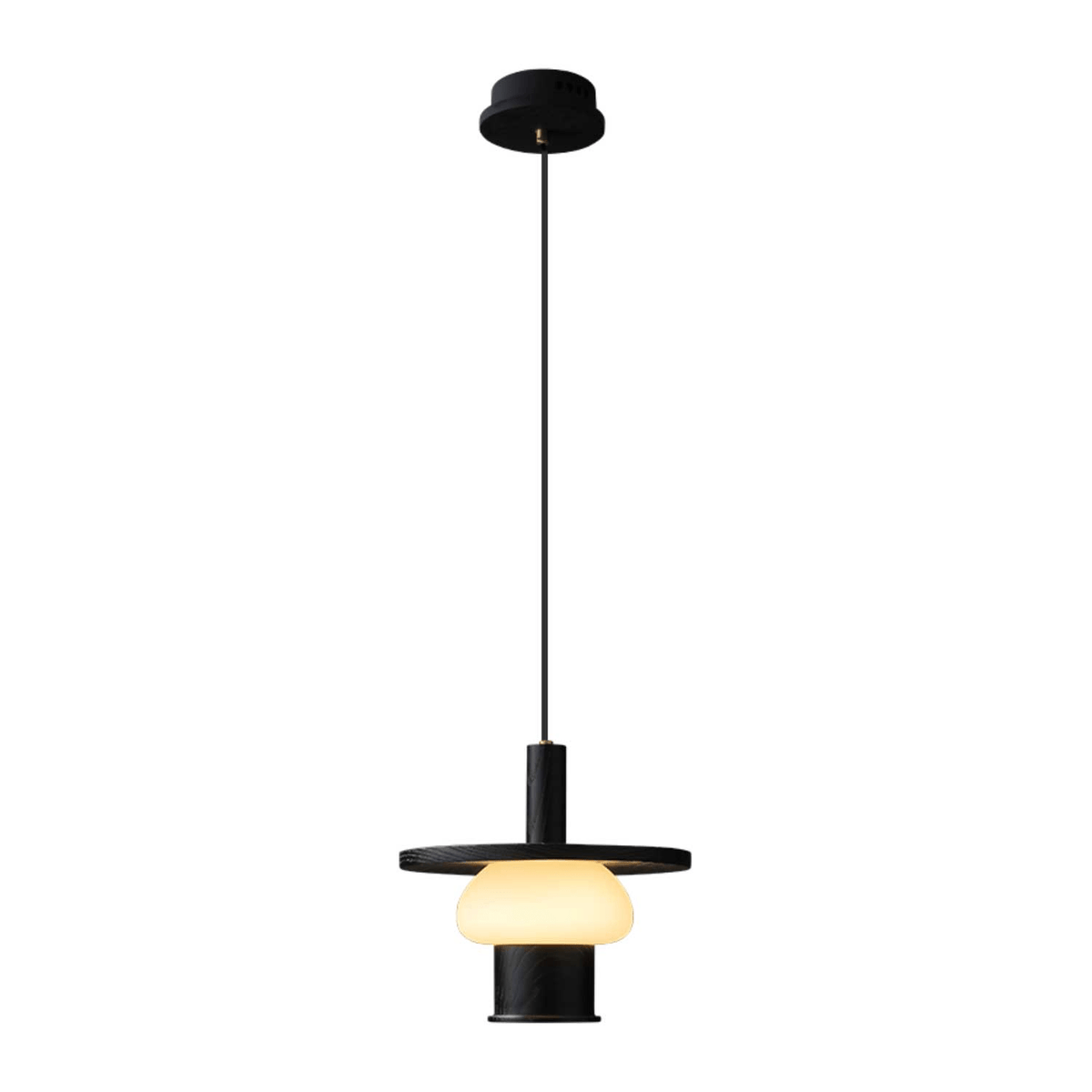 Zephaan Traditional Art Classic Glass Wood Pendant Light