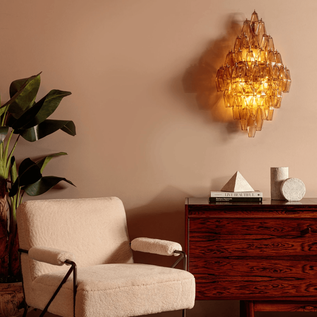 Zara Wall Light Amber Diamond Polyhedron Vintage