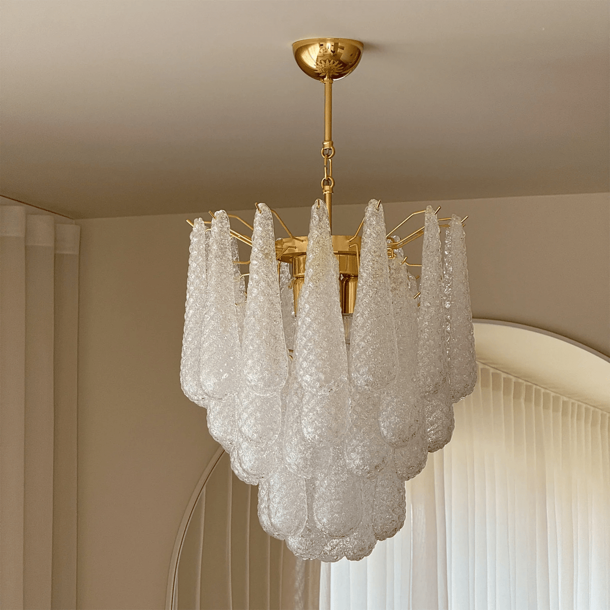 Velivena Chandelier Murano Glass Drops Frosted Teardrop