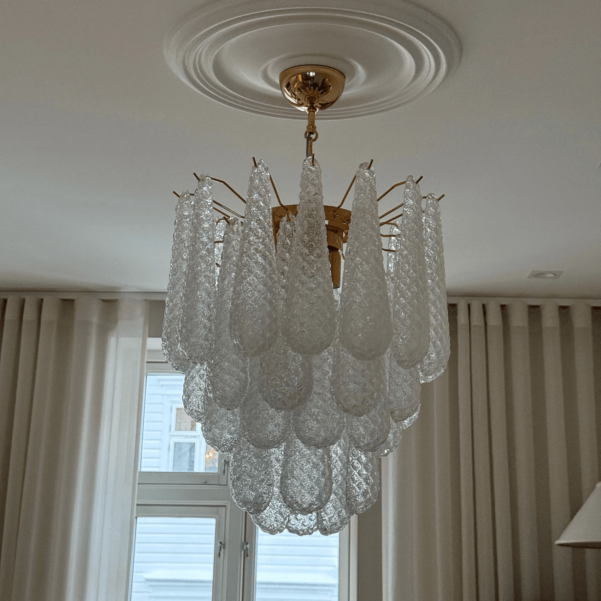 Velivena Chandelier Murano Glass Drops Frosted Teardrop