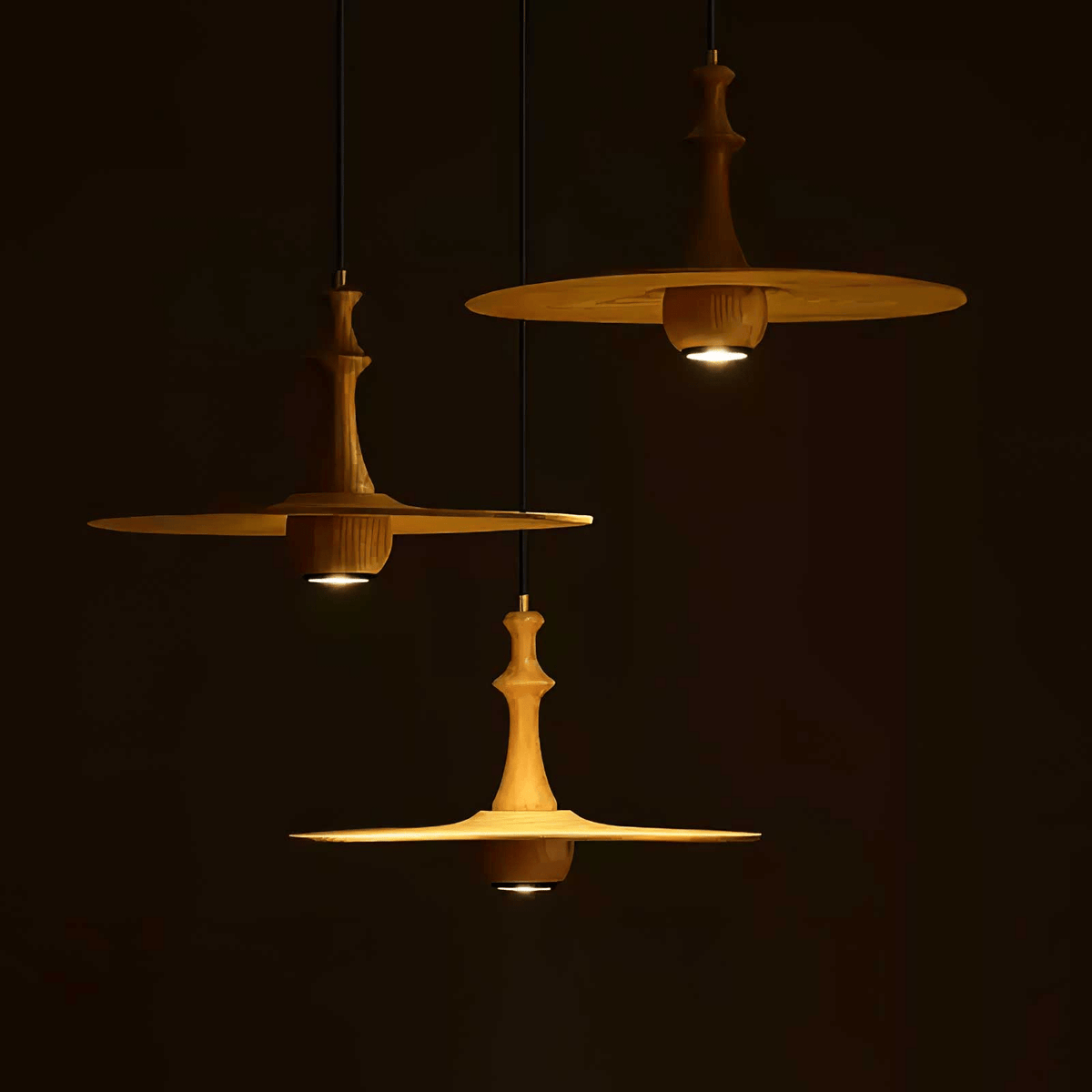 Spindle Wooden Spin Pendant Light