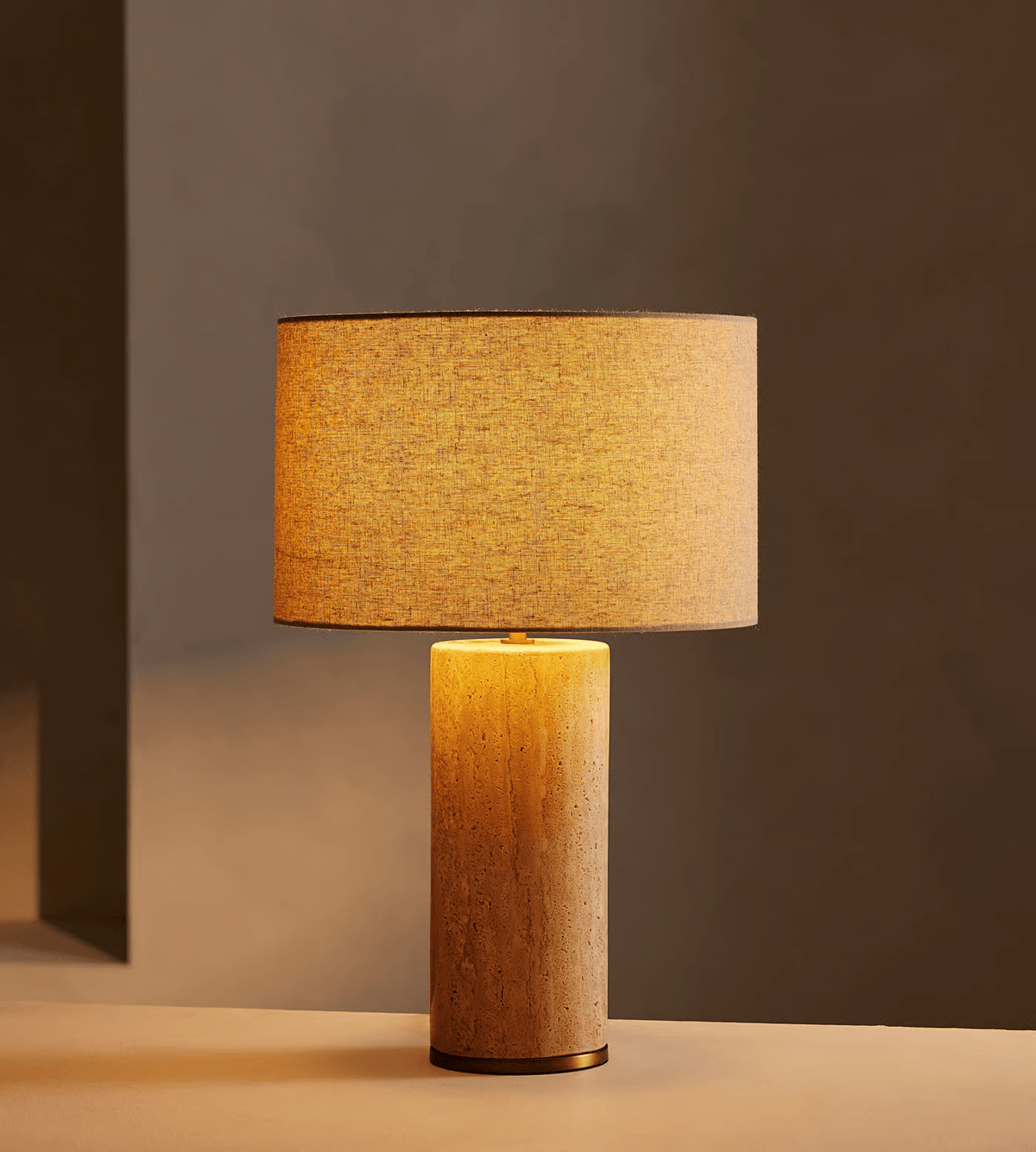 Vonoryra Cylindrical Travertine Table Lamp