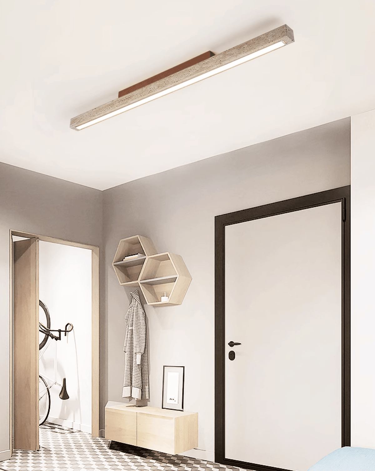 Valinian Minimalist Travertine Linear Ceiling Light