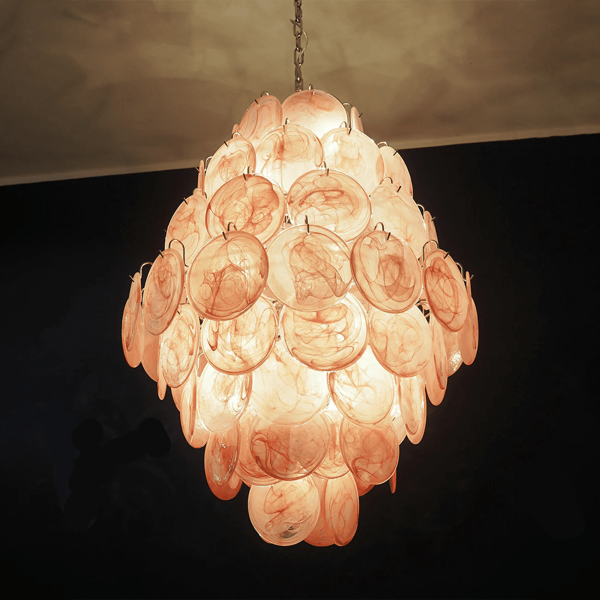 Eirarine Chandelier Pink Murano Glass Handblown Discs